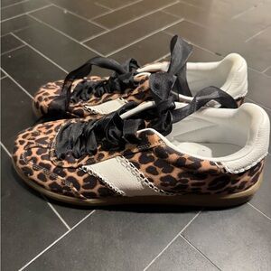 Universal Thread Leopard-Print Sneakers with Black Ribbon Laces
